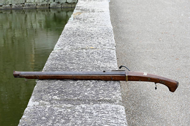 Japanese flint lock old gun Japanese flint lock side of and old gun rifle old fashioned antique ancient stock pictures, royalty-free photos & images