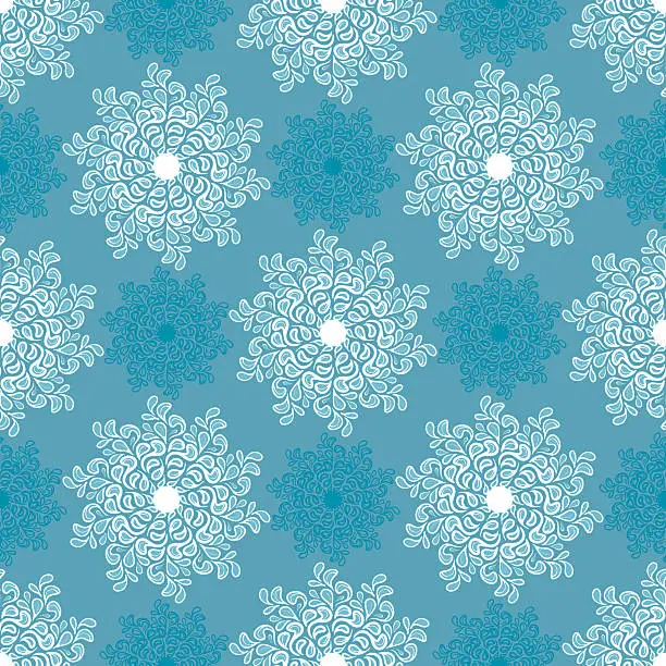 Vector illustration of white and blue snowflake