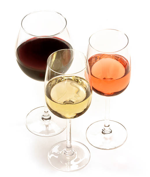 istock Three glasses of wine: white, rose, and red 625986018