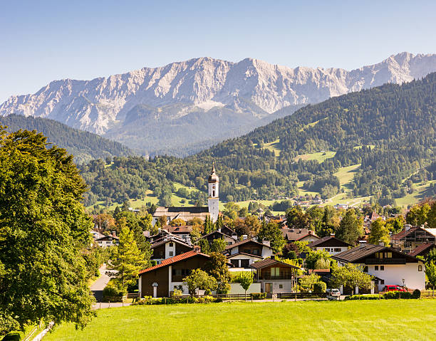 Village of Garmisch in the Alps of Bavaria stock photo