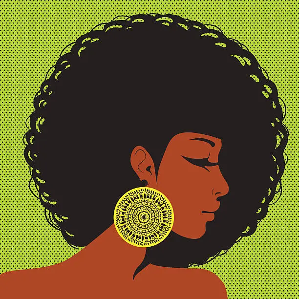 Vector illustration of profile silhouette, African-American woman
