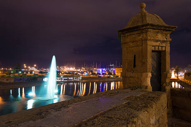 istock Palma de Mallorca - Spain harbor with light at night 625987530