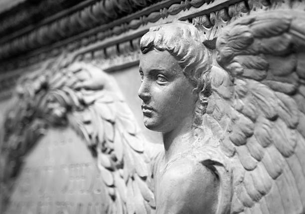 istock Bas relief from old building depicting angel 625990482