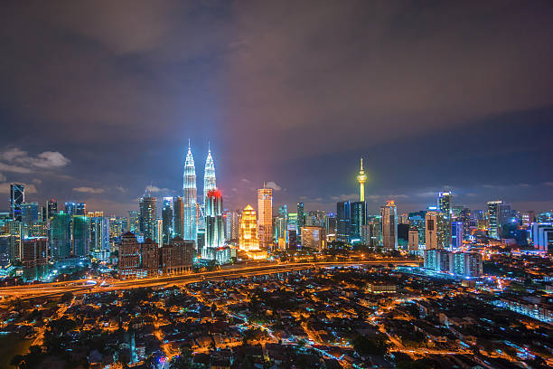 Aerial view of Kuala Lumpur city skyline stock photo