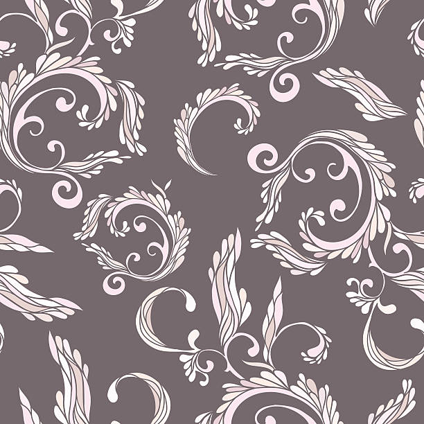 シームレスなダマスク織パターン。 - baroque style wallpaper pink retro revival点のイラスト素材／クリップアート素材／マンガ素材／アイコン素材