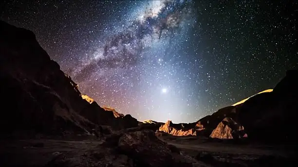 Amazing Star trails in Atacama desert Chile