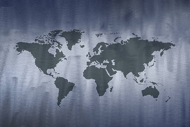 istock World Map on Metal Grunge Texture Background 626001524