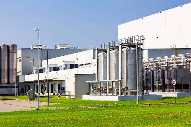 istock White buildings of modern factory 626002004