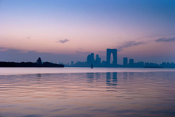 istock High rise building around Jinji lake at dusk 626002090