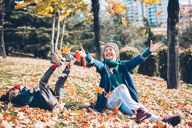 istock Mother and son in autumn 626004576