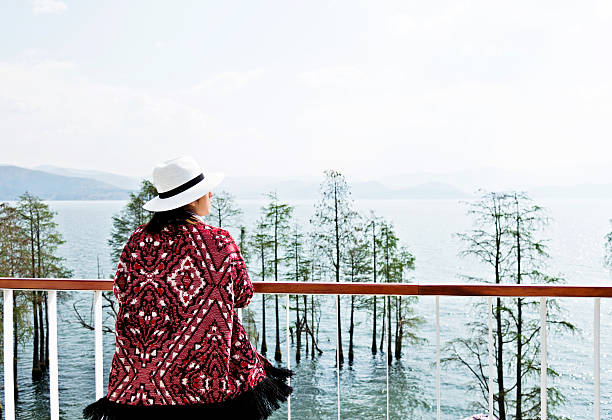 istock Woman enjoying the lake scenery 626004808