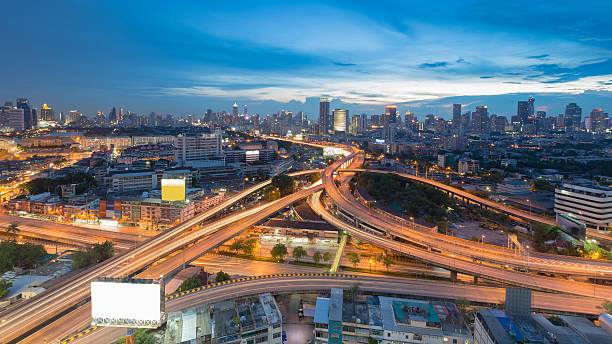 istock Bangkok cityscape downtown with highway intersection 626006948