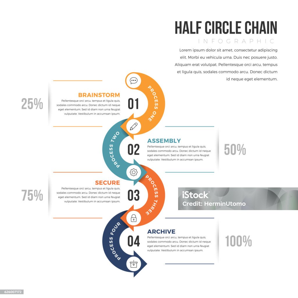 Infografía de semicírculo - arte vectorial de Fluir libre de derechos