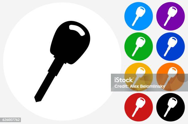 Car Keys Icon On Flat Color Circle Buttons Stock Illustration - Download Image Now - Blue, Car Key, Circle