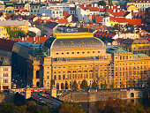 Prague National Theatre in Czech Republic - evening view from