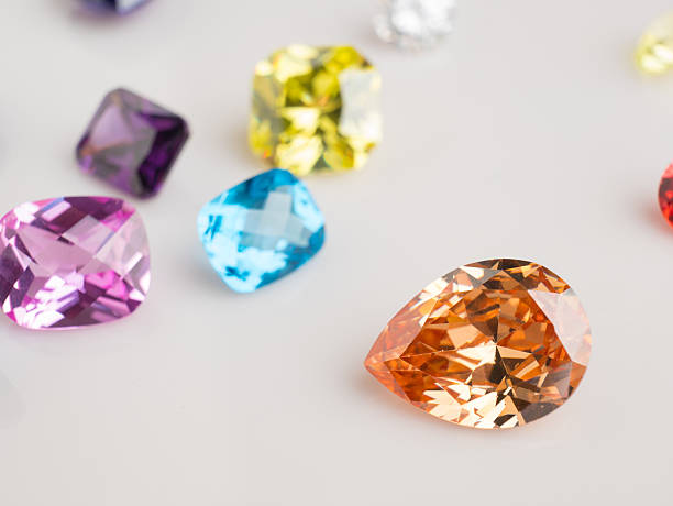 Jewel or gems Collection of many different natural gemstones stock photo