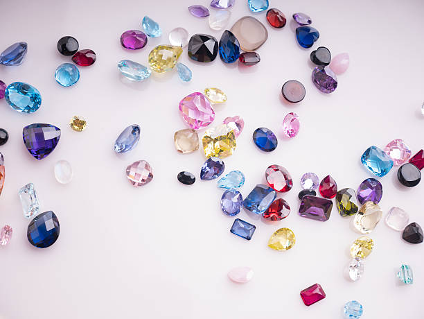 Jewel or gems Collection of many different natural gemstones stock photo