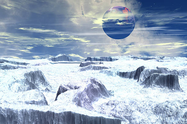 Fantasy alien planet. Moon. 3D rendering stock photo