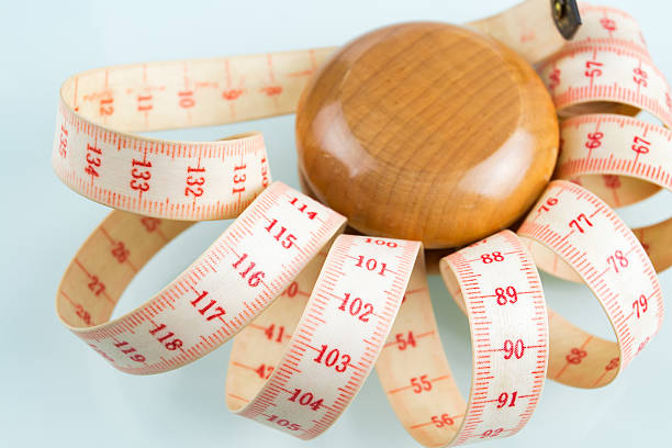 istock Yo-yo effect concept. Wooden yoyo with centimeter measure. 626008992