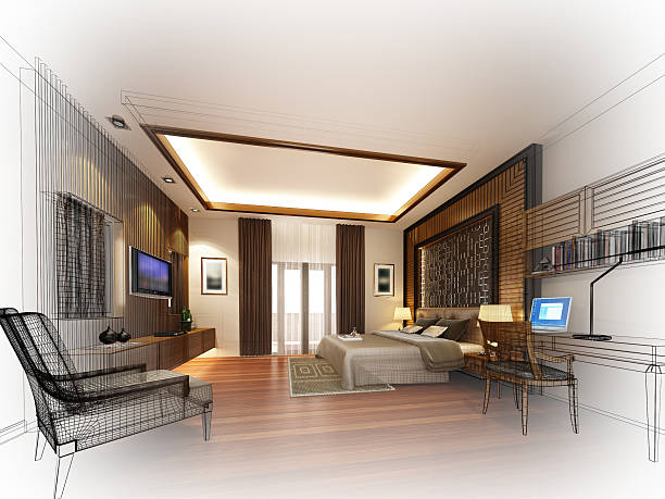 istock abstract sketch design of interior bedroom ,3d rendering 626011514