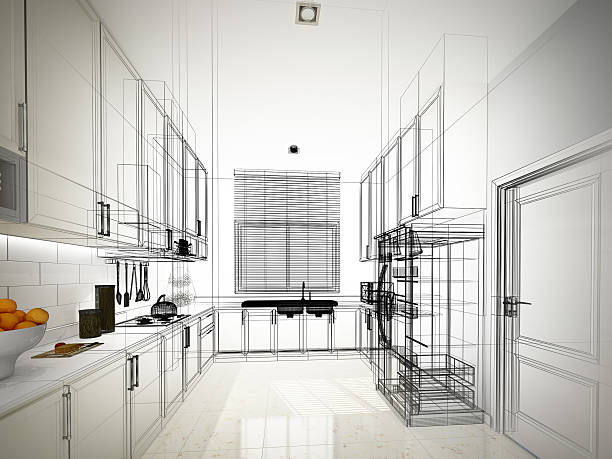 istock abstract sketch design of interior kitchen 626011952