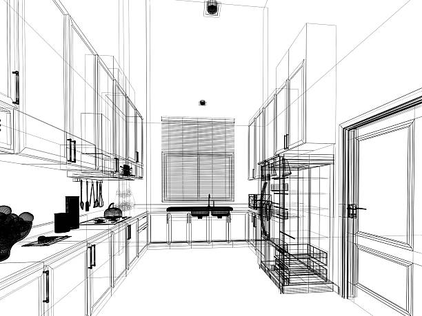 istock abstract sketch design of interior kitchen 626011988