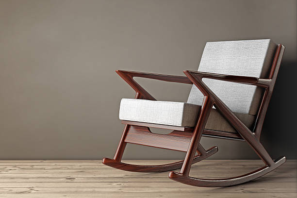 istock Rocking Chair Upholstered with White Cloth. 3d Rendering 626036898