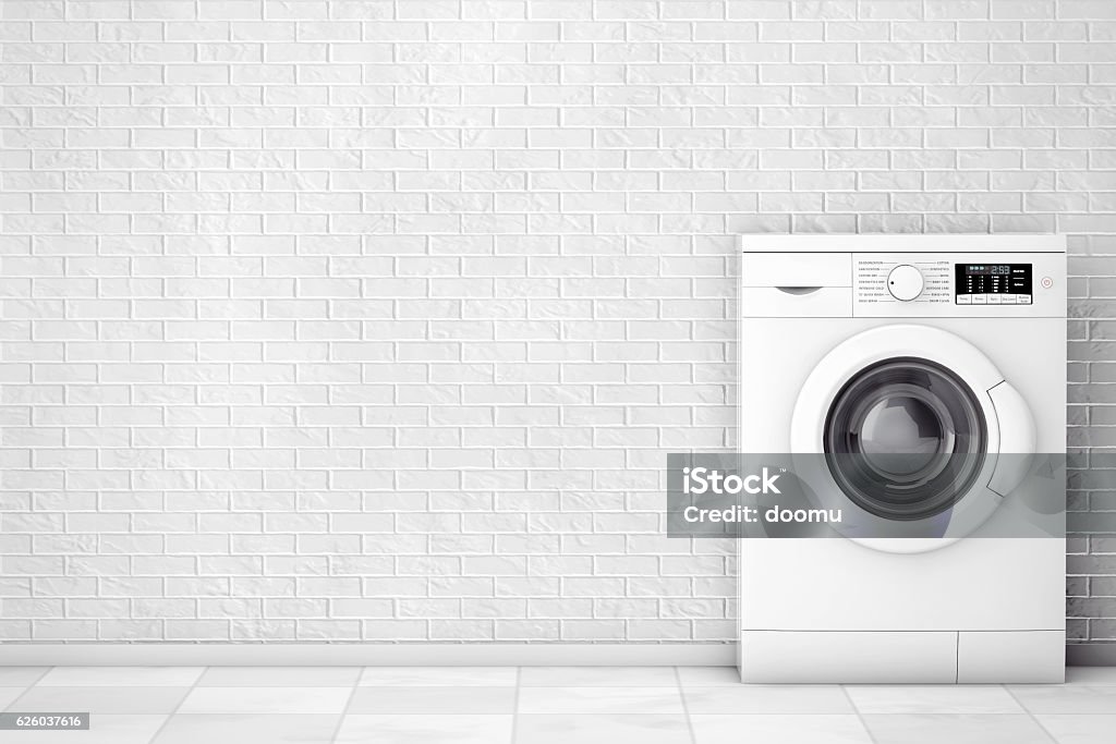 Machine à laver moderne. Rendu 3D - Photo de Lessive - Corvée domestique libre de droits