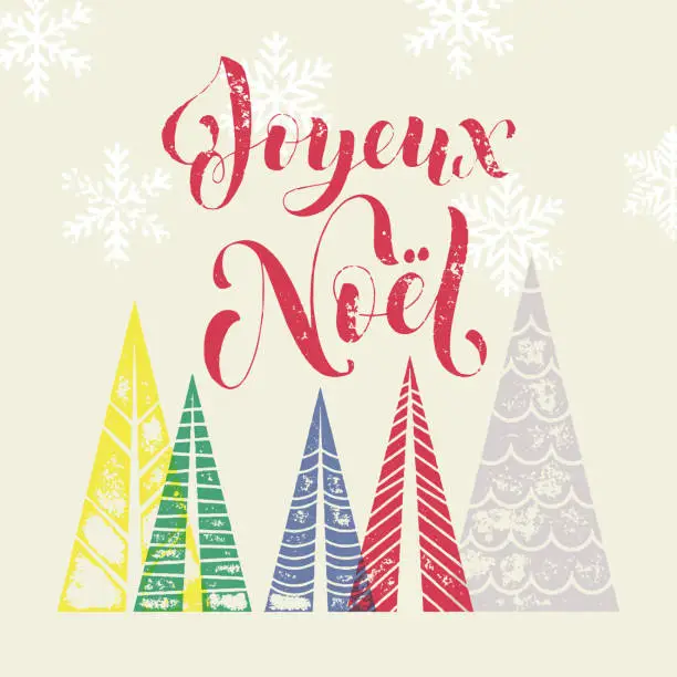 Vector illustration of Winter background for French Christmas Joyeux Noel greeting card