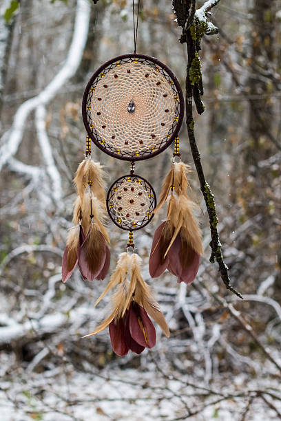 istock Dreamcatcher made of feathers, leather, beads, and ropes 626039880