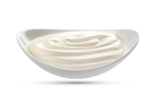 istock Sour cream isolated on white background 626039942
