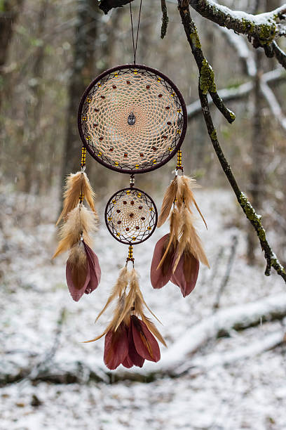 istock Dreamcatcher made of feathers, leather, beads, and ropes 626040188