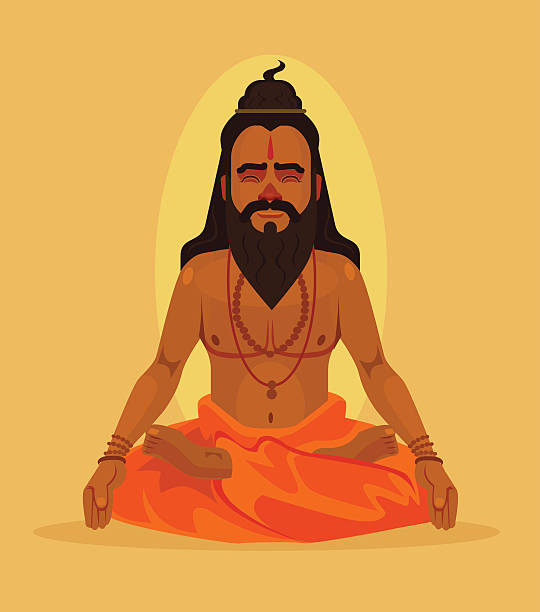 Meditating Yogi Man Character Vector Flat Cartoon Illustration Stock  Illustration - Download Image Now - iStock