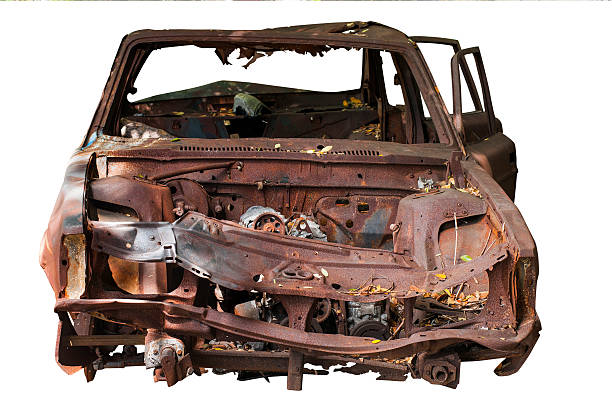 istock Old car broke and dusty isolated white backgrounds 626046610