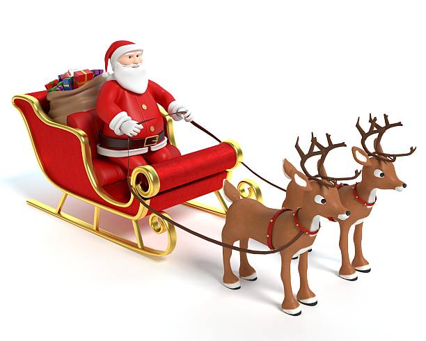 istock Cartoon Santa and Reindeer 626055944