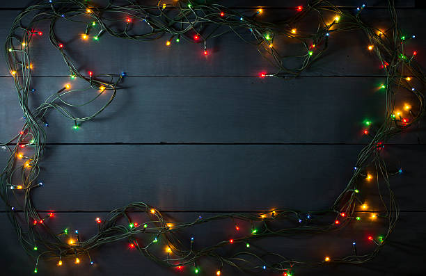 istock Glowing Christmas tree garland in the form of a frame 626055956