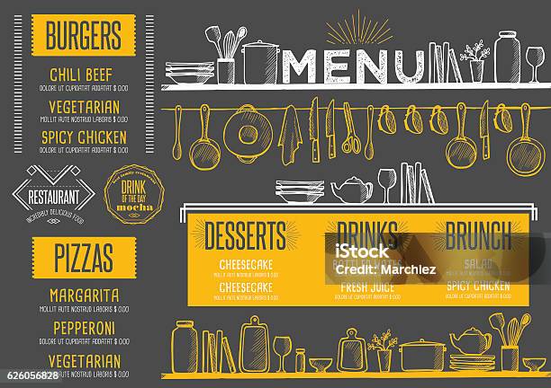 Carte Du Restaurant Nourriture Template Set De Table Vecteurs libres de droits et plus d'images vectorielles de Menu