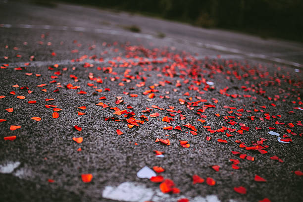 istock Red confetti on the ground 626056922