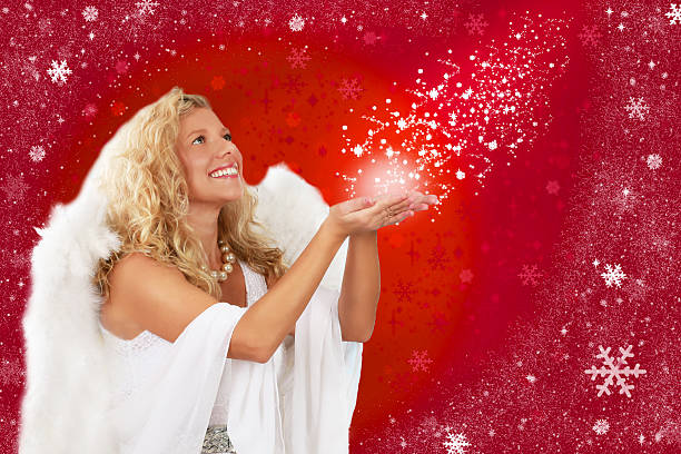 Attractive angel woman on christmas