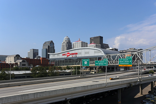 Louisville, KY, USA - August 29, 2015: A view of the skyline of downtown Louisville, Kentucky. Louisville is the largest city in the state of Kentucky.