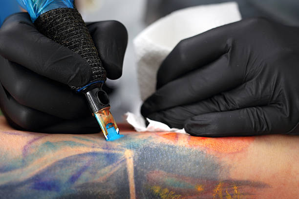 istock Color tattoo. Tattoo Studio. Decorating the skin tattooed. 626059866