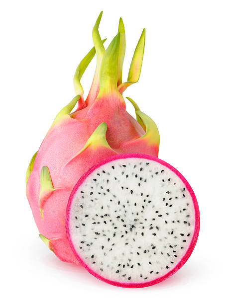 Cut dragon fruits (pitaya) Isolated dragonfruit. Cut dragon fruits (pitaya) isolated on white background with clipping path pitaya photos stock pictures, royalty-free photos & images