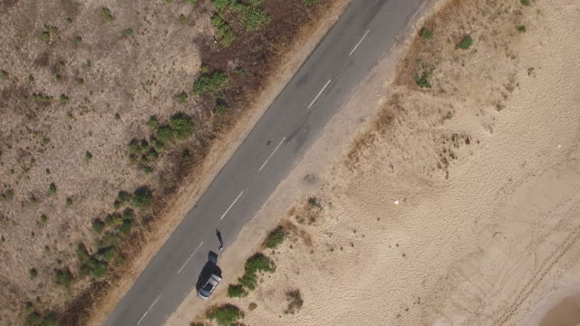 4K Aerial view and rotation of a road