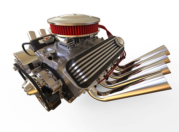 Hot rod V8 Engine 3D render Hot rod V8 Engine Isolated on White. 3D render v8 engine on white stock pictures, royalty-free photos & images