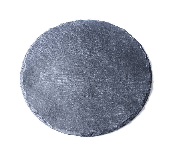 istock Natural black slate dish, isolated on a white background 626061400