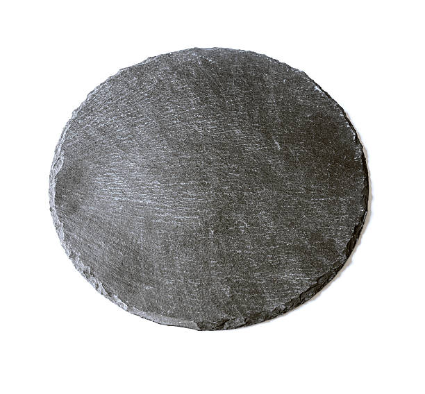 istock Natural black slate dish, isolated on a white background 626061554