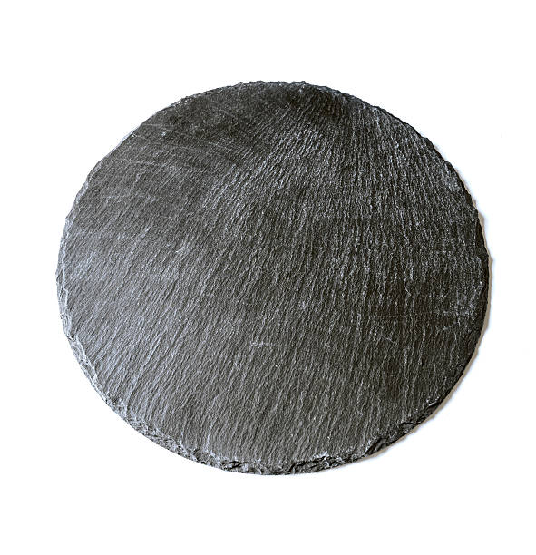 istock Natural black slate dish, isolated on a white background 626067064