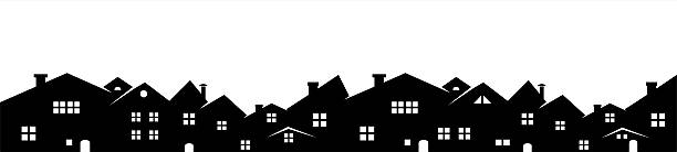 cityscape Cityscape, vector icon, background, black and white silhouette. cityscape borders stock illustrations