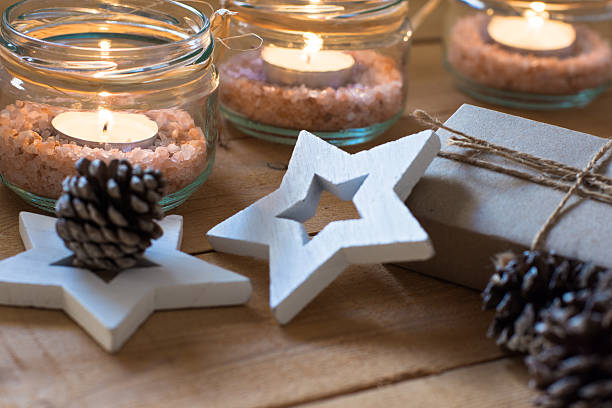 istock Gift box, pine cone, tea lights, Christmas, New Year, advent 626068102