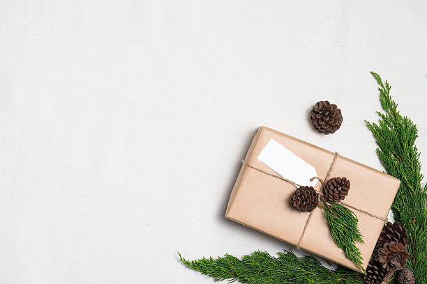 Christmas gift wrapped in brown paper